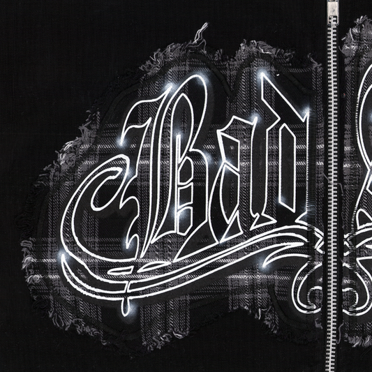 Zip-Up Hoodie Patchwork Black/Black 1