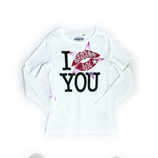 "i kiss you" w/Pink Airbrush - Womans Fit Longsleeve