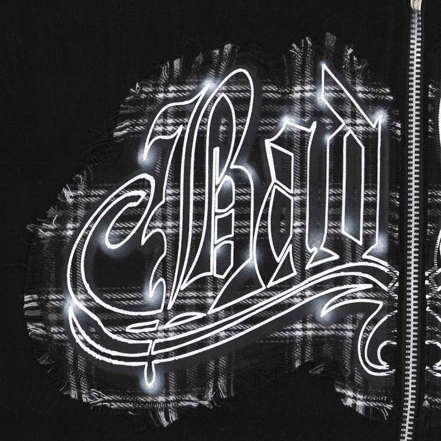 Zip-Up Hoodie Patchwork Black/Black 2