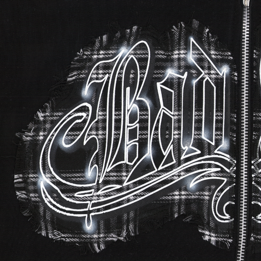 Zip-Up Hoodie Patchwork Black/Black 2