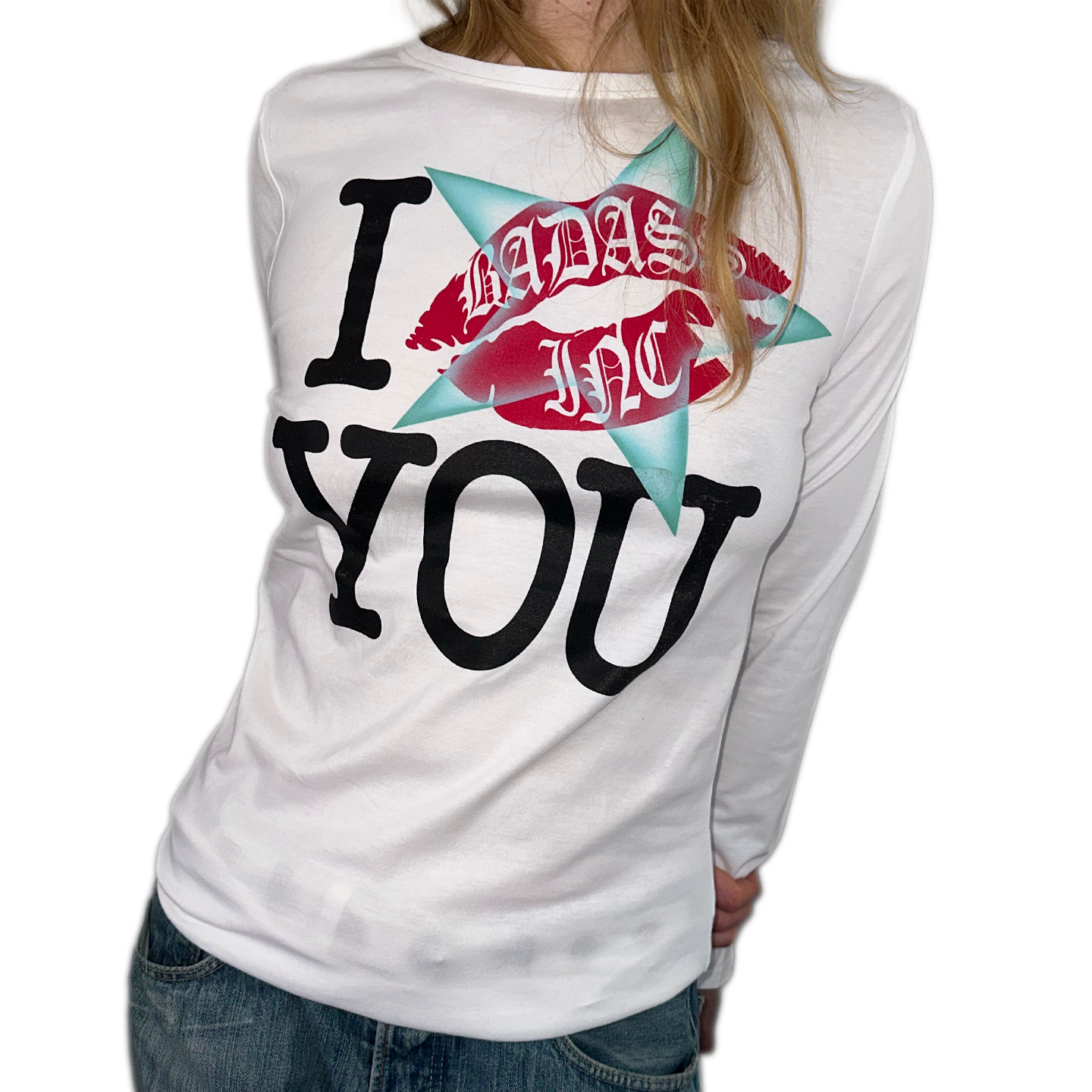 "i kiss you" w/Green Airbrush - Womans Fit Longsleeve