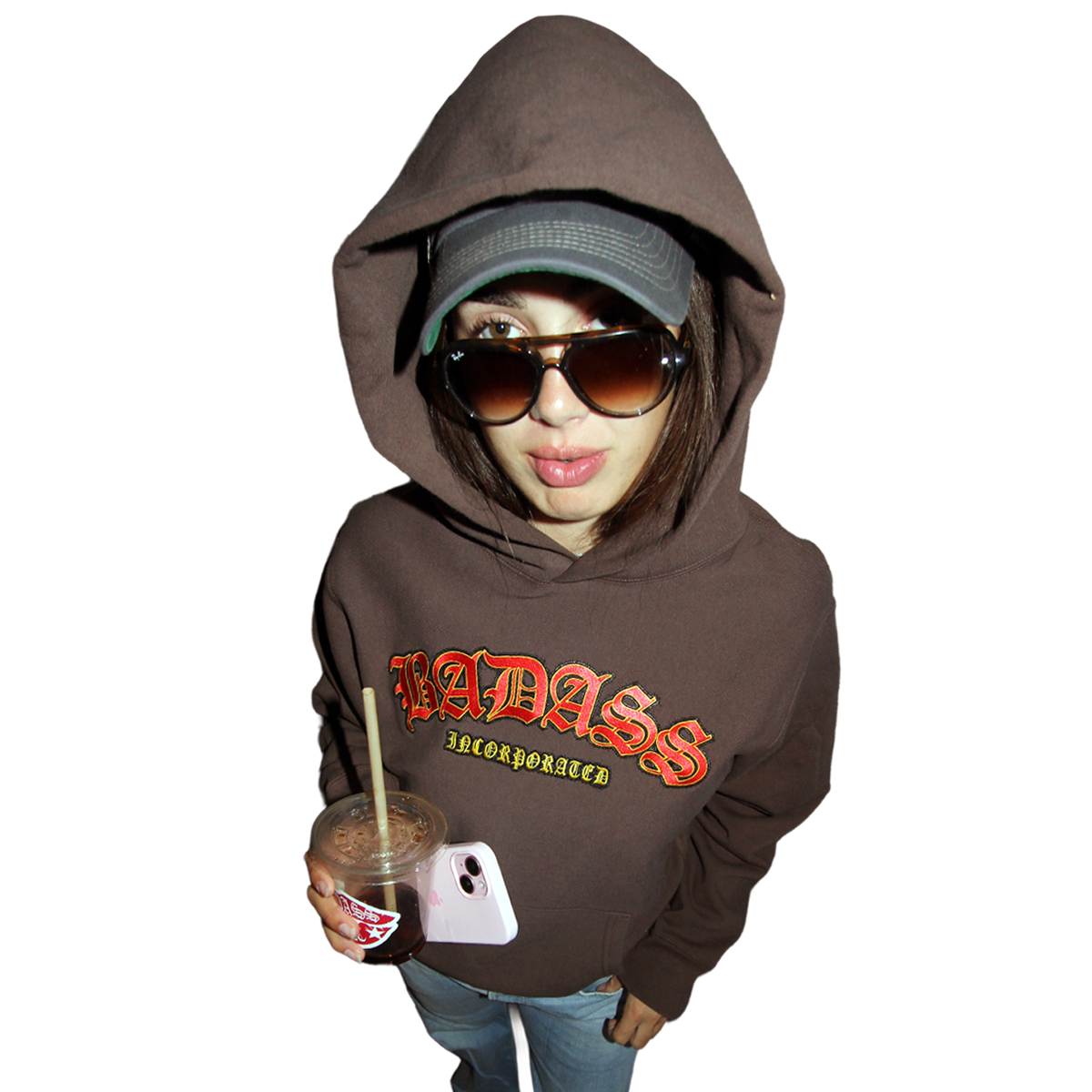 Embroidery Patch Hoodie Chocolate Brown