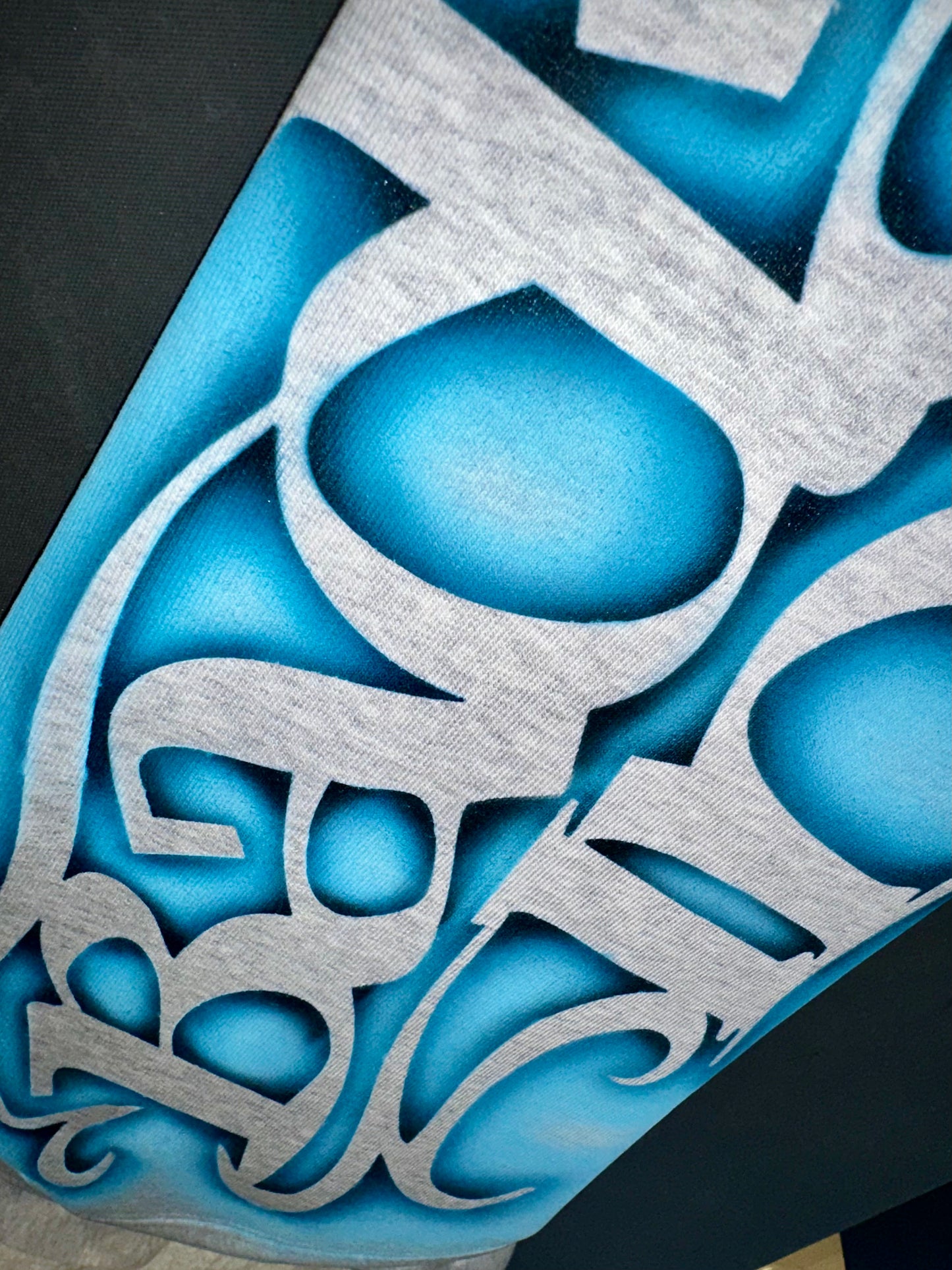 1/1 Airbrush Logo Hoodie - Light Grey / Blue
