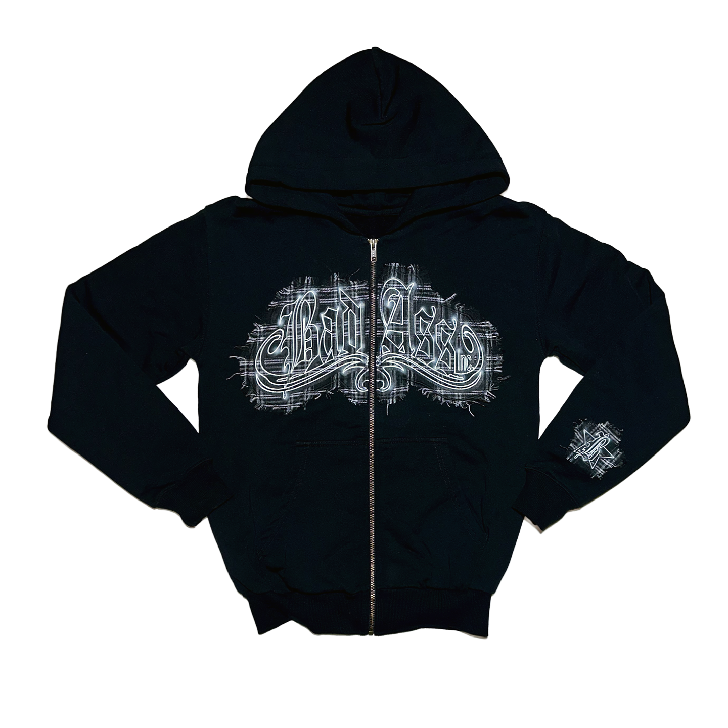 Zip-Up Hoodie Patchwork Black/Black 2