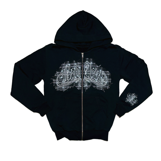 Zip-Up Hoodie Patchwork Black/Black 2