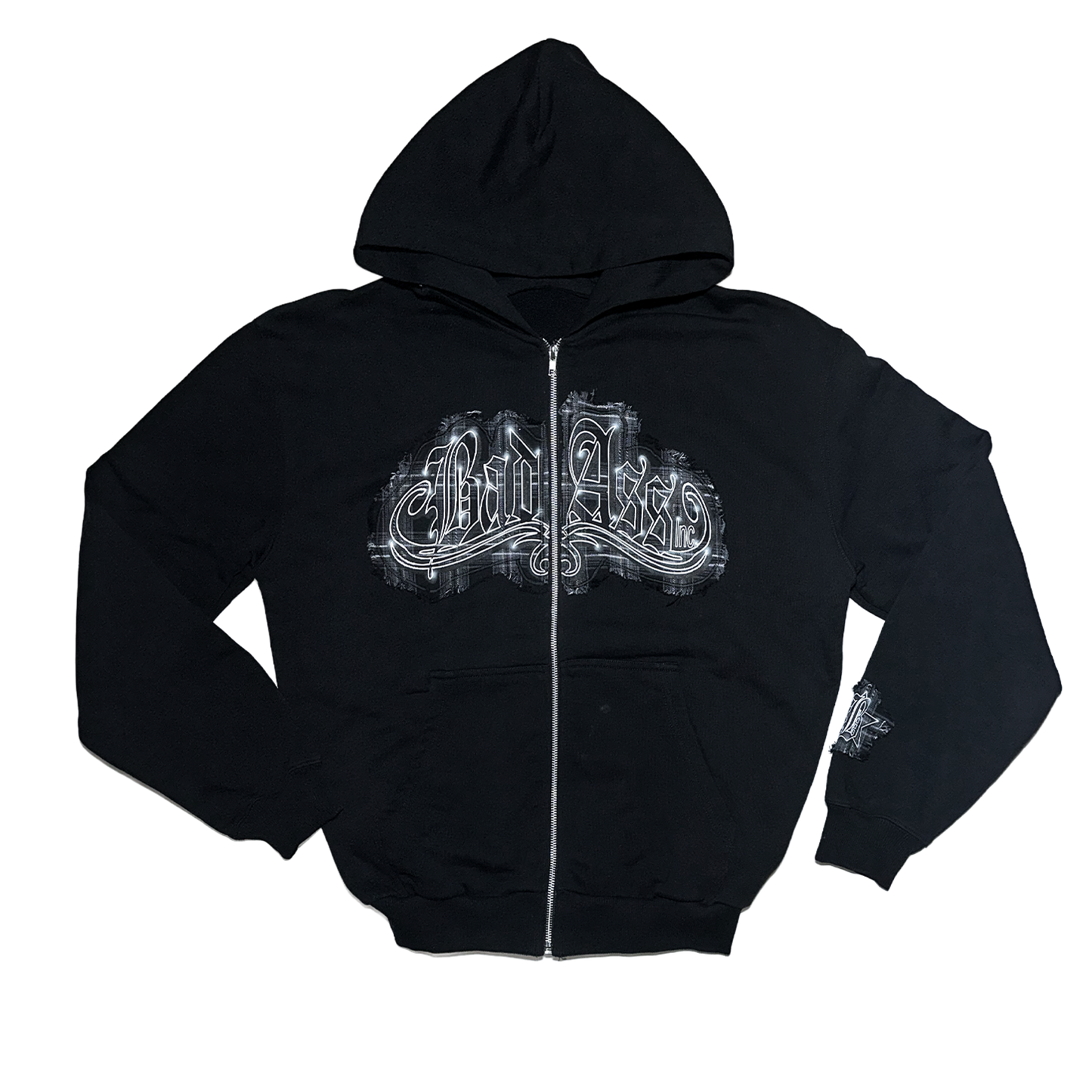 Zip-Up Hoodie Patchwork Black/Black 1