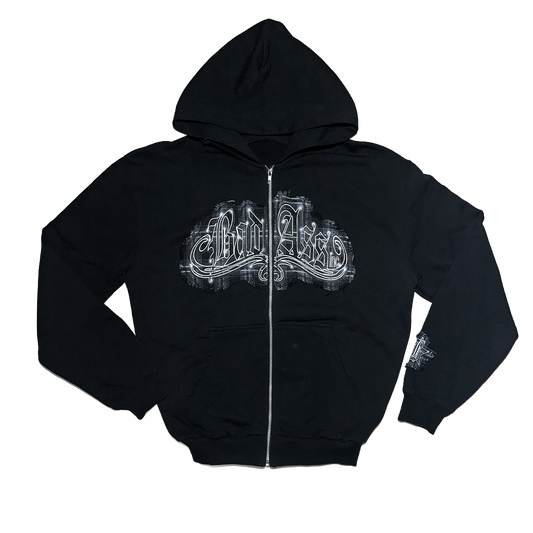 Zip-Up Hoodie Patchwork Black/Black 1