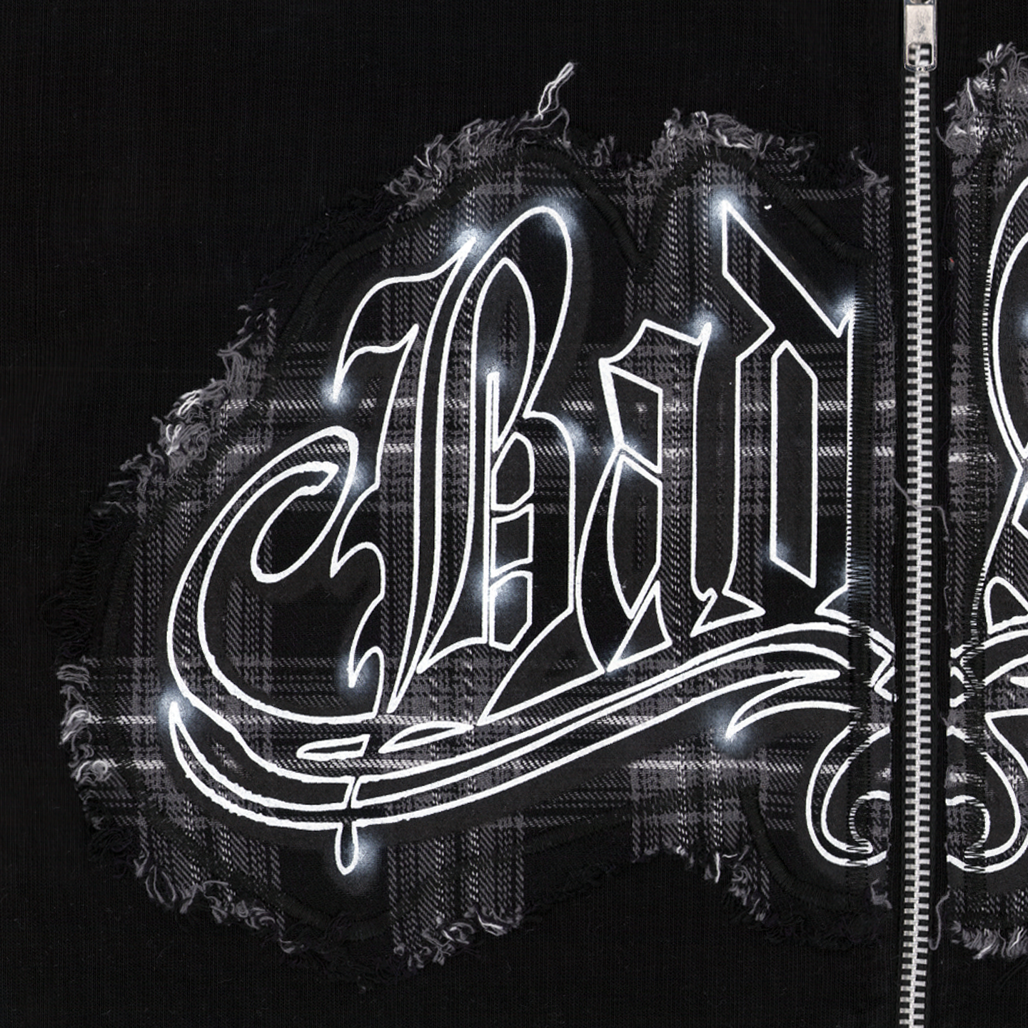 Zip-Up Hoodie Patchwork Black/Black 1