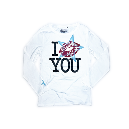 "i kiss you" w/Light-Blue Airbrush - Womans Fit Longsleeve