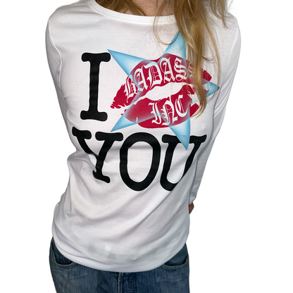 "i kiss you" w/Light-Blue Airbrush - Womans Fit Longsleeve