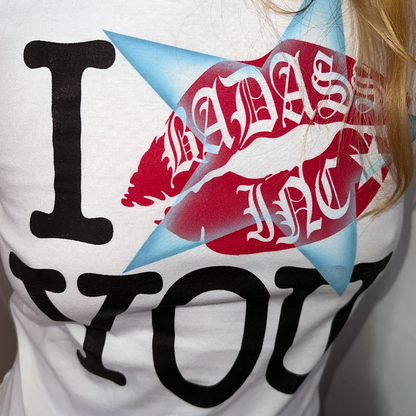 "i kiss you" w/Light-Blue Airbrush - Womans Fit Longsleeve