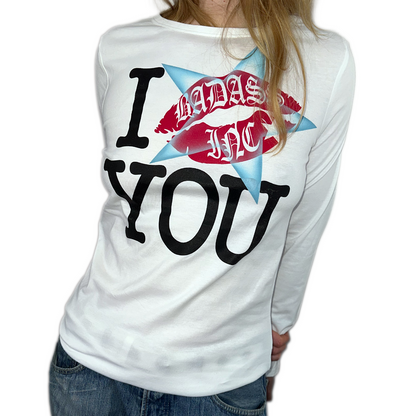 "i kiss you" w/Light-Blue Airbrush - Womans Fit Longsleeve