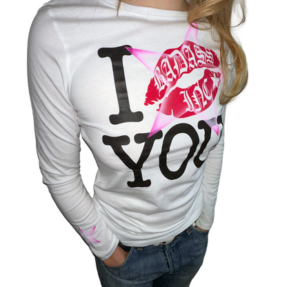 "i kiss you" w/Pink Airbrush - Womans Fit Longsleeve