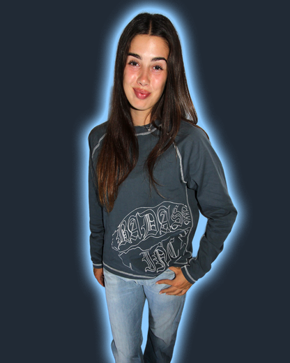 Contrast Stitching Logo Longsleeve Blue/Grey
