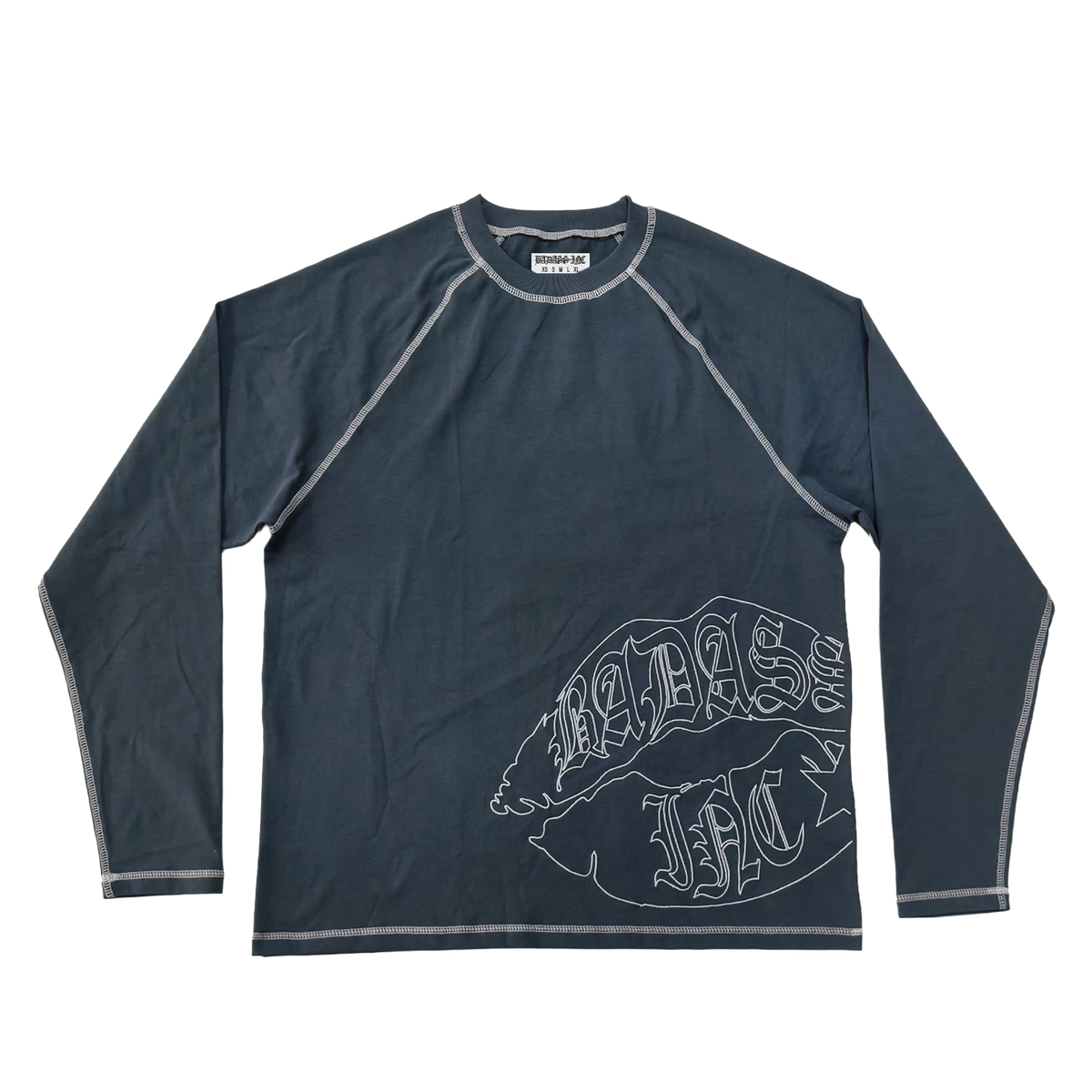 Contrast Stitching Logo Longsleeve Blue/Grey