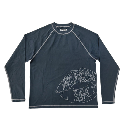 Contrast Stitching Logo Longsleeve Blue/Grey