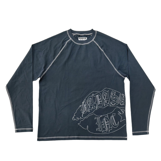 Contrast Stitching Logo Longsleeve Blue/Grey