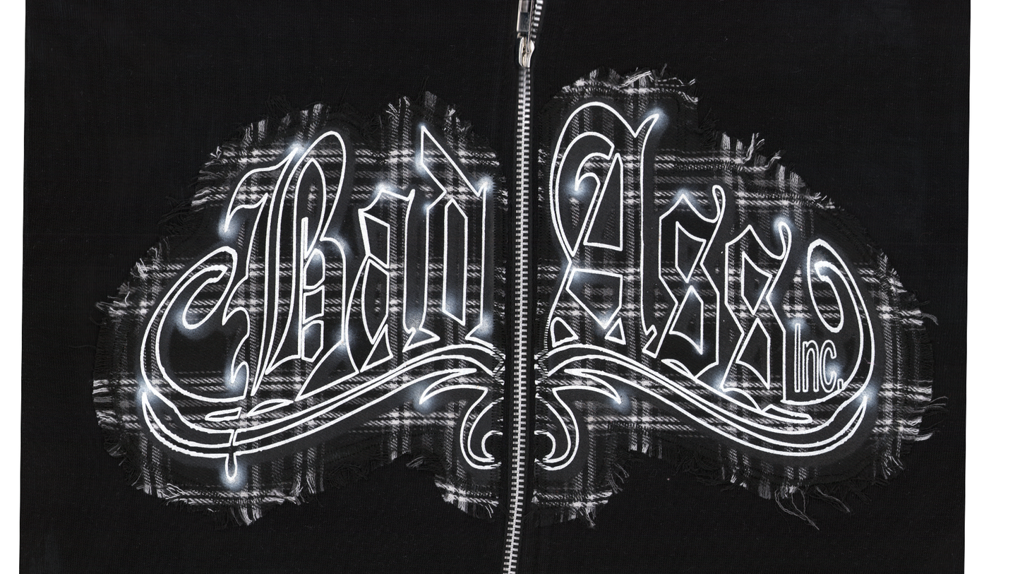 Zip-Up Hoodie Patchwork Black/Black 2