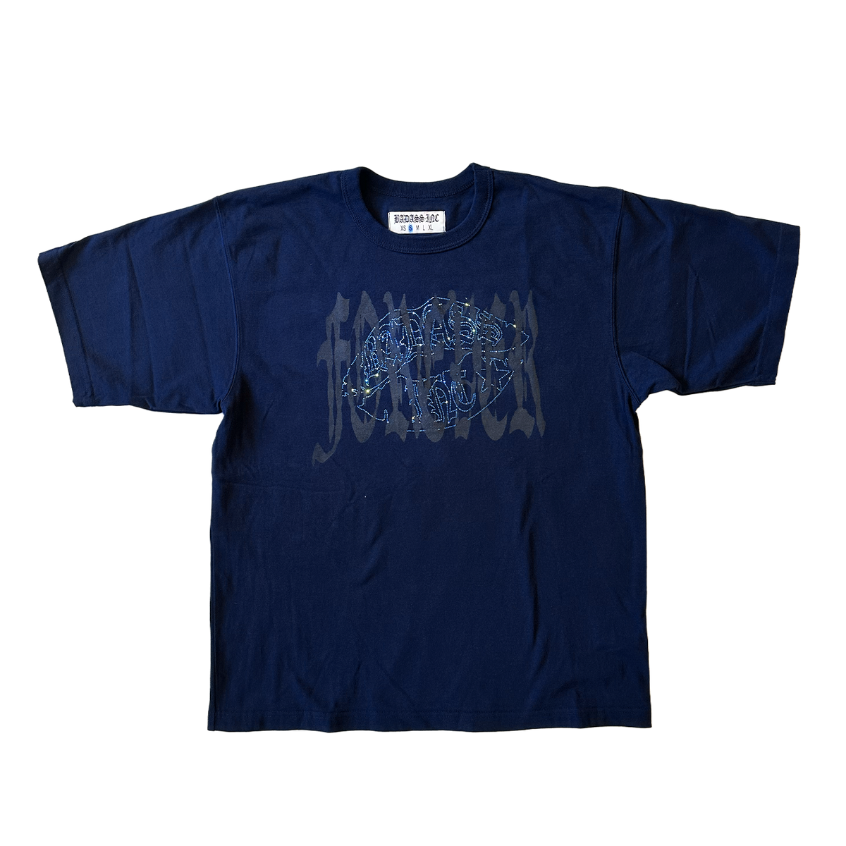 "Forever" Rhinestone Logo T-Shirt Navy