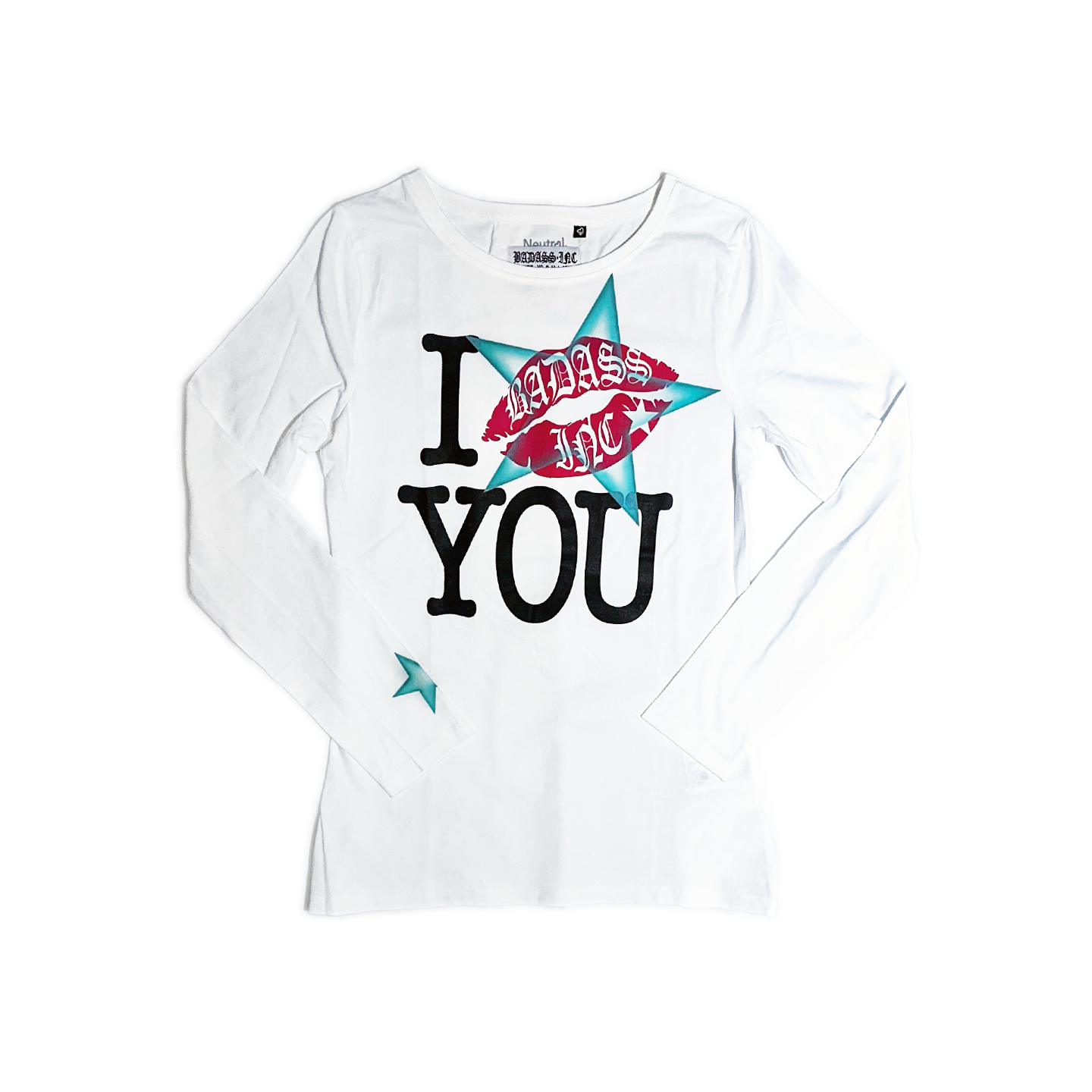 "i kiss you" w/Green Airbrush - Womans Fit Longsleeve